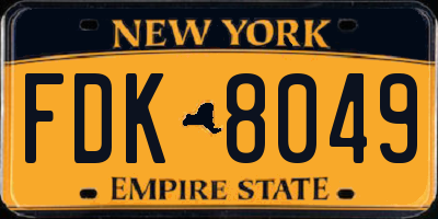 NY license plate FDK8049
