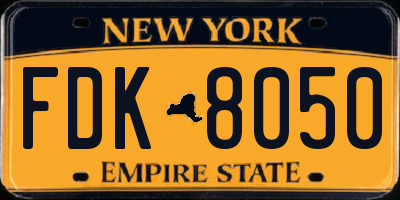 NY license plate FDK8050