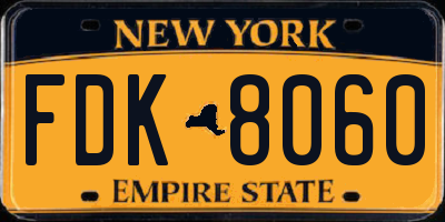 NY license plate FDK8060