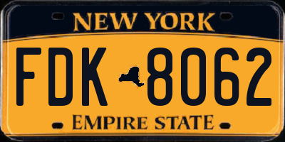 NY license plate FDK8062