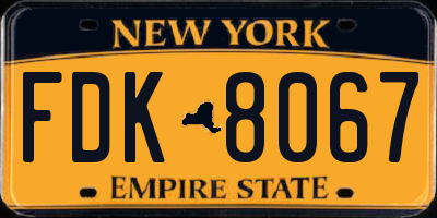 NY license plate FDK8067