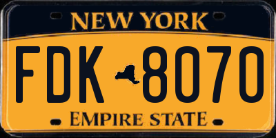 NY license plate FDK8070
