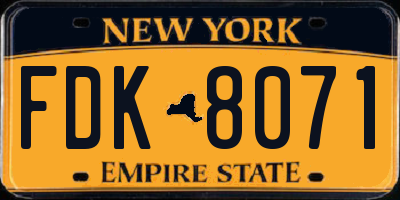 NY license plate FDK8071