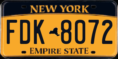 NY license plate FDK8072