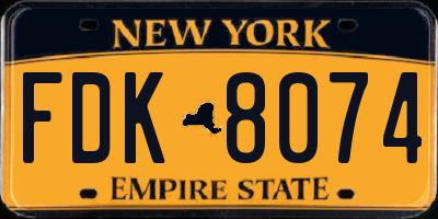 NY license plate FDK8074
