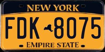 NY license plate FDK8075