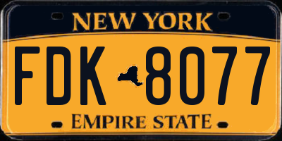 NY license plate FDK8077