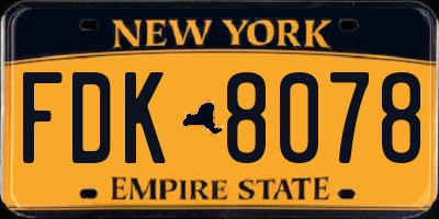 NY license plate FDK8078