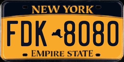 NY license plate FDK8080