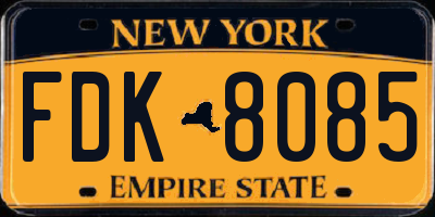 NY license plate FDK8085