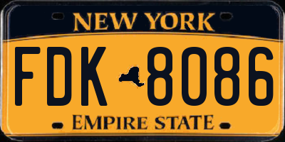 NY license plate FDK8086