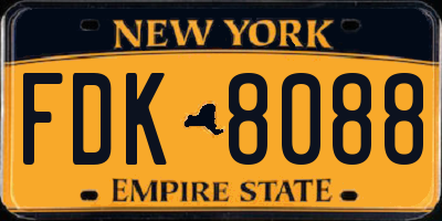 NY license plate FDK8088