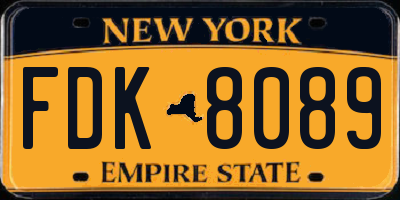 NY license plate FDK8089