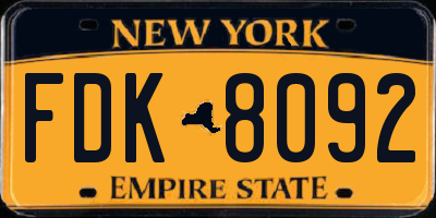 NY license plate FDK8092
