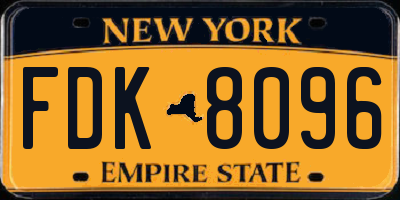 NY license plate FDK8096