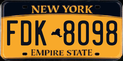 NY license plate FDK8098