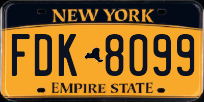 NY license plate FDK8099
