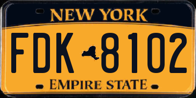 NY license plate FDK8102