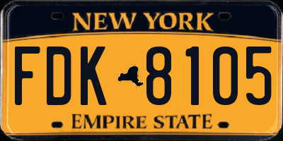 NY license plate FDK8105