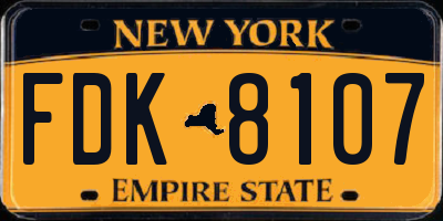 NY license plate FDK8107