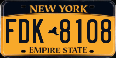 NY license plate FDK8108