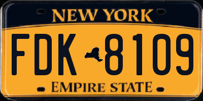 NY license plate FDK8109