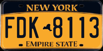 NY license plate FDK8113