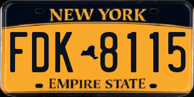 NY license plate FDK8115