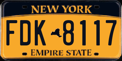 NY license plate FDK8117