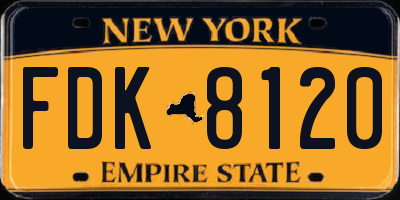 NY license plate FDK8120