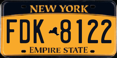 NY license plate FDK8122