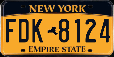 NY license plate FDK8124