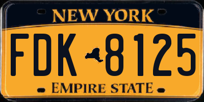 NY license plate FDK8125