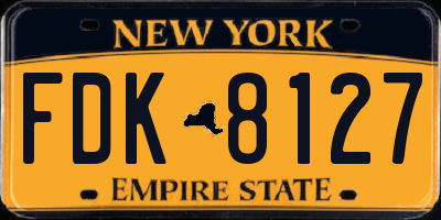 NY license plate FDK8127