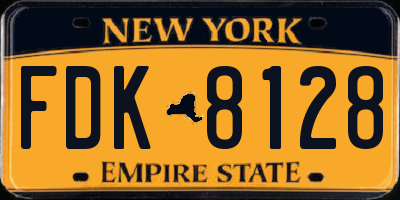 NY license plate FDK8128