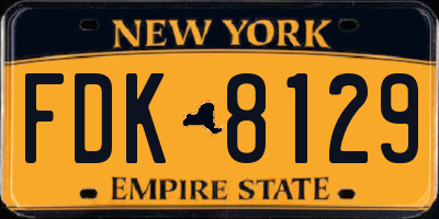 NY license plate FDK8129