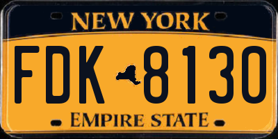 NY license plate FDK8130