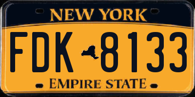 NY license plate FDK8133