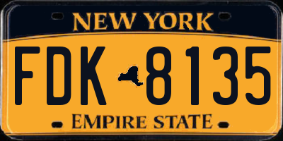 NY license plate FDK8135