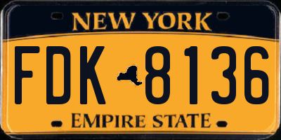 NY license plate FDK8136