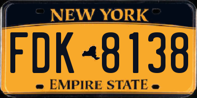 NY license plate FDK8138