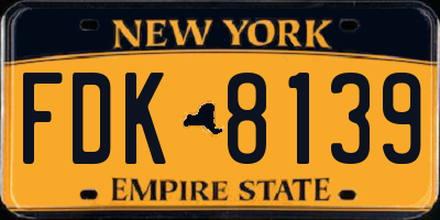 NY license plate FDK8139