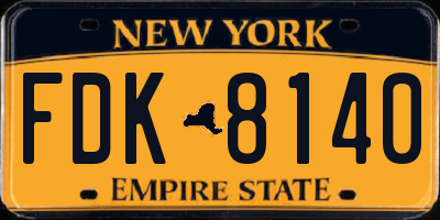 NY license plate FDK8140