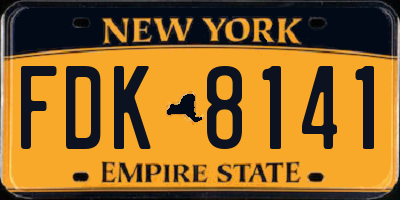 NY license plate FDK8141