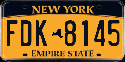 NY license plate FDK8145
