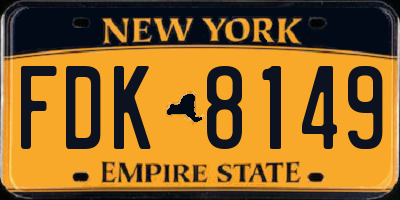 NY license plate FDK8149