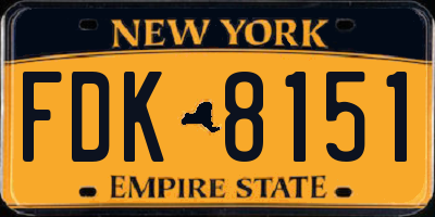NY license plate FDK8151