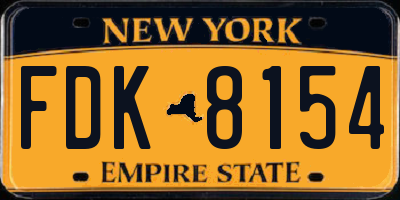 NY license plate FDK8154