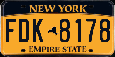 NY license plate FDK8178