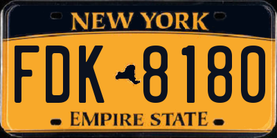 NY license plate FDK8180